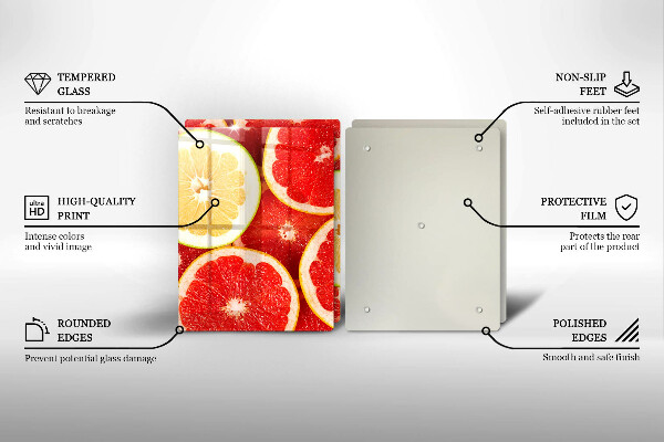 Üveg vágódeszka Grapefruit szeletek