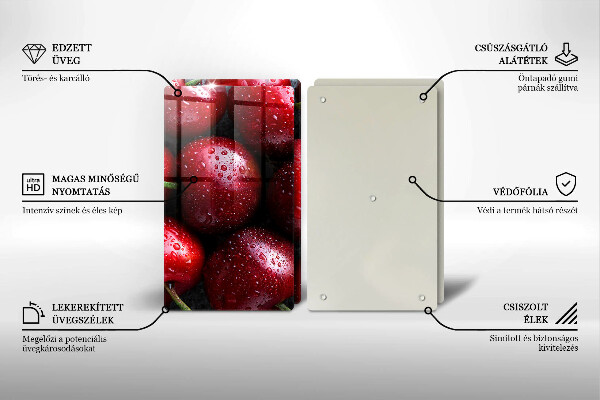 Üveg vágódeszka Közeli kép a cseresznye