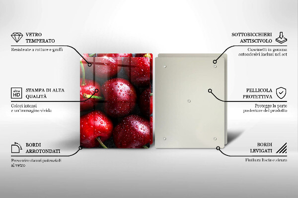 Üveg vágódeszka Közeli kép a cseresznye