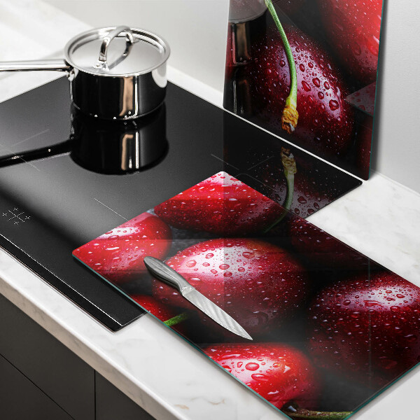 Üveg vágódeszka Közeli kép a cseresznye