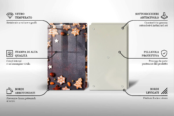 Üveg vágódeszka Mézeskalács karácsony