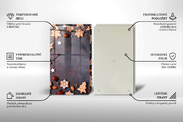 Üveg vágódeszka Mézeskalács karácsony