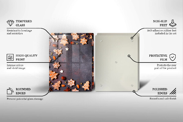 Üveg vágódeszka Mézeskalács karácsony