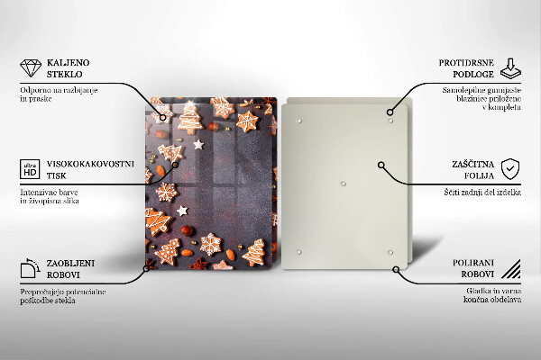 Üveg vágódeszka Mézeskalács karácsony