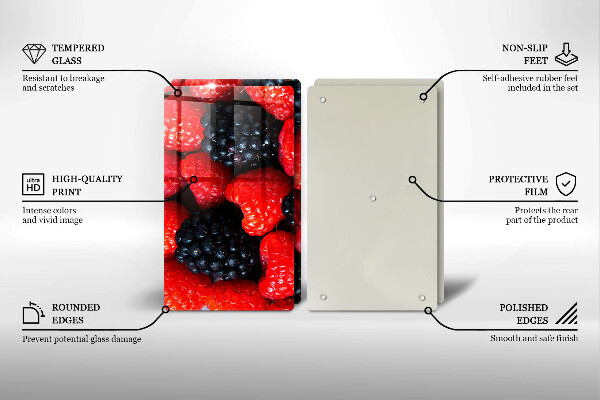 Üveg vágódeszka Málna és szeder