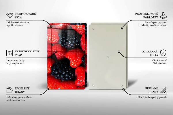 Üveg vágódeszka Málna és szeder