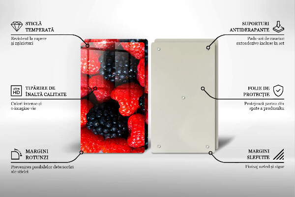 Üveg vágódeszka Málna és szeder