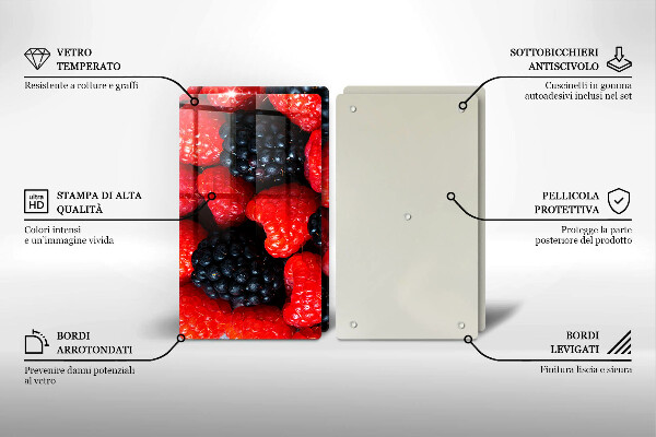 Üveg vágódeszka Málna és szeder