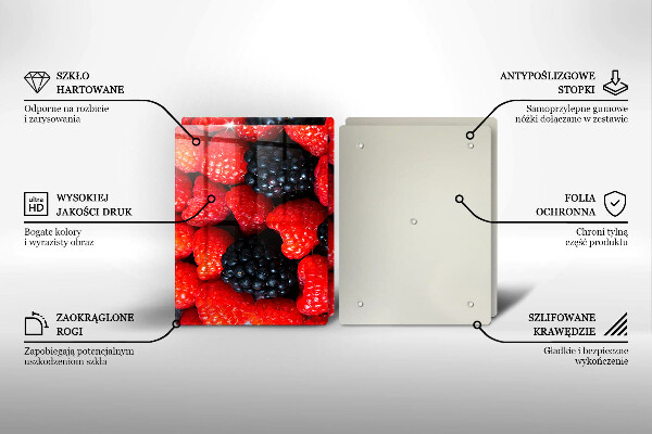 Üveg vágódeszka Málna és szeder