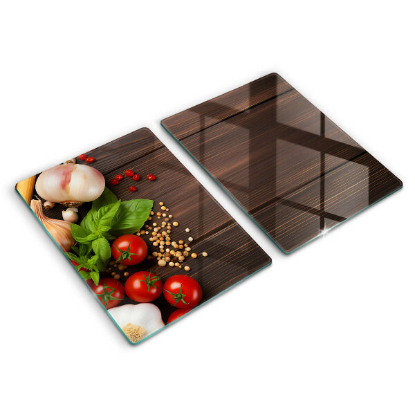 Üveg vágódeszka Zöldségek az asztalon