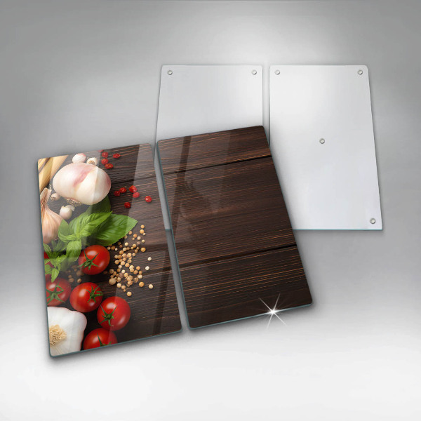 Üveg vágódeszka Zöldségek az asztalon