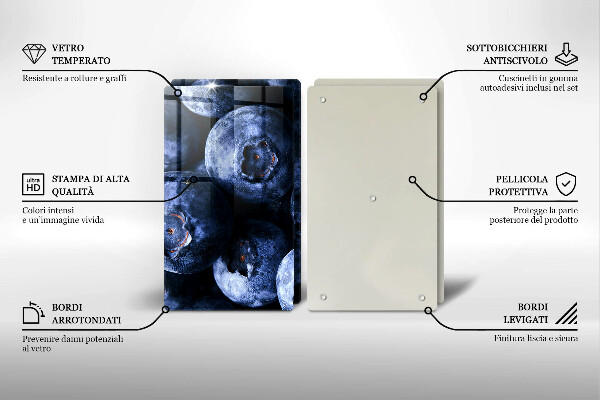 Üveg vágódeszka Közelkép a bogyók