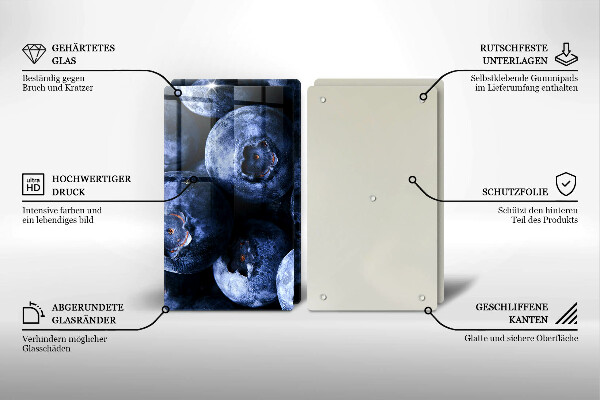Üveg vágódeszka Közelkép a bogyók