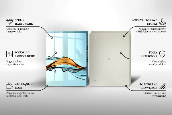 Üveg vágódeszka Víz kék alapon