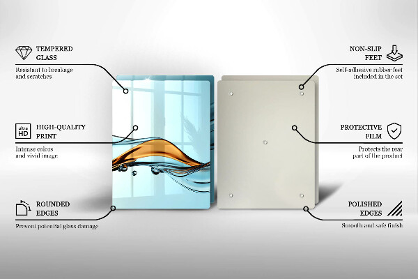 Üveg vágódeszka Víz kék alapon