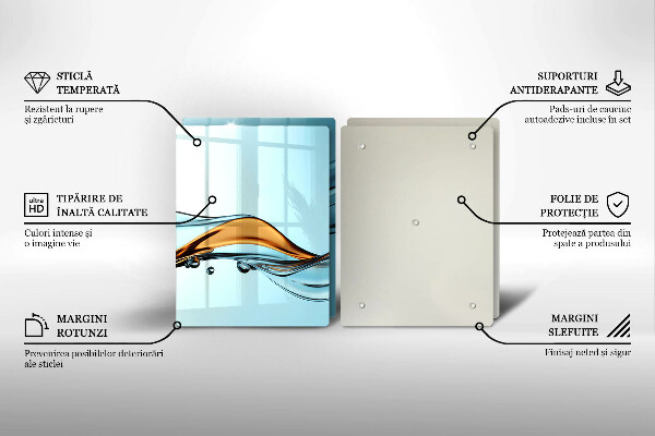Üveg vágódeszka Víz kék alapon