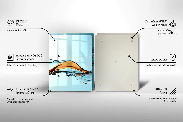 Üveg vágódeszka Víz kék alapon