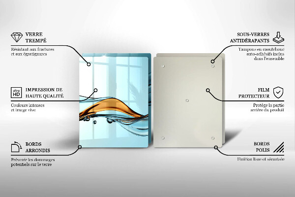 Üveg vágódeszka Víz kék alapon