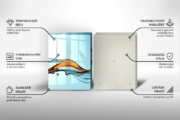 Üveg vágódeszka Víz kék alapon