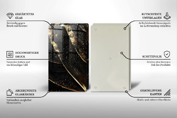 Üveg vágódeszka Aranylemez