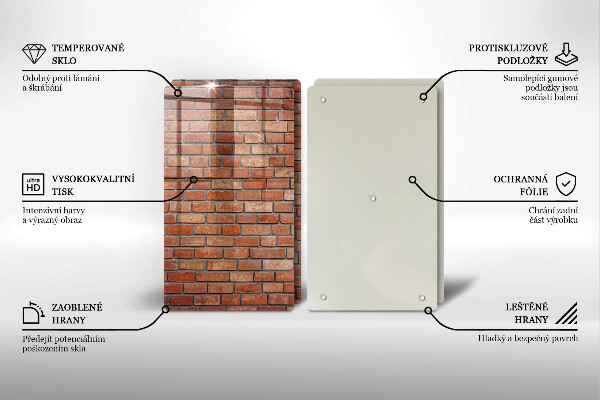 Üveg vágódeszka Téglafal fal