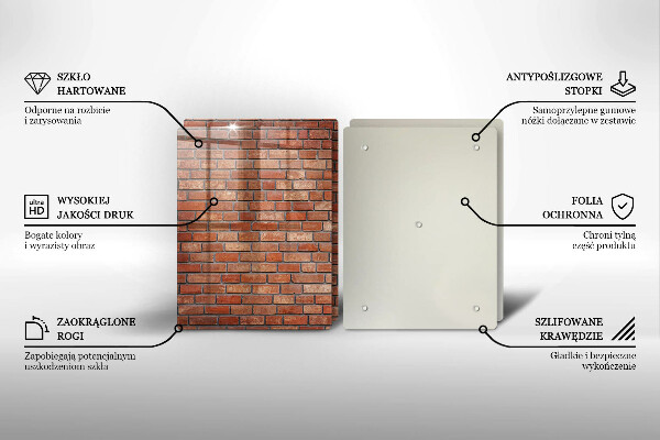 Üveg vágódeszka Téglafal fal