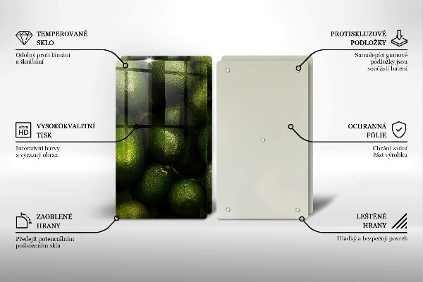 Üveg vágódeszka Avokádó gyümölcs