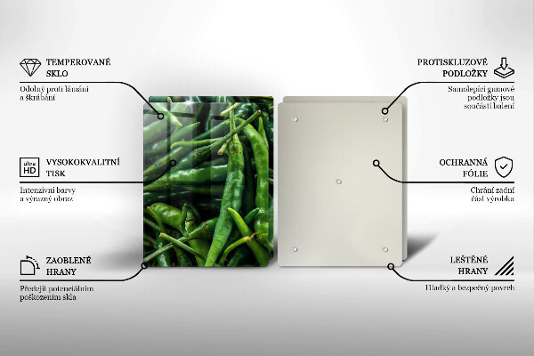 Üveg vágódeszka Borsó hüvely