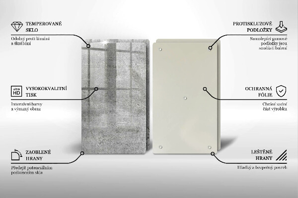 Üveg vágódeszka Beton textúra