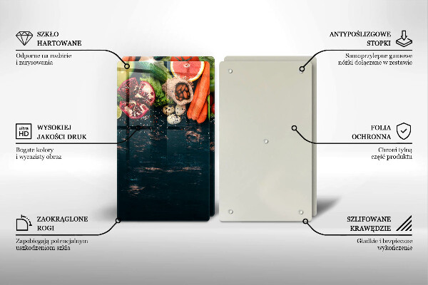 Üveg vágódeszka Gyümölcsök és zöldségek