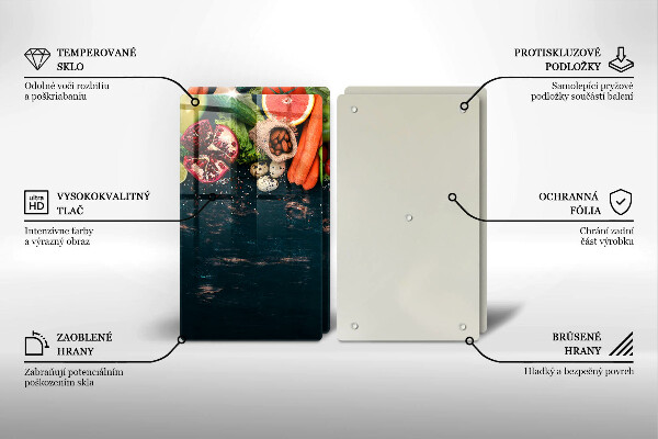 Üveg vágódeszka Gyümölcsök és zöldségek