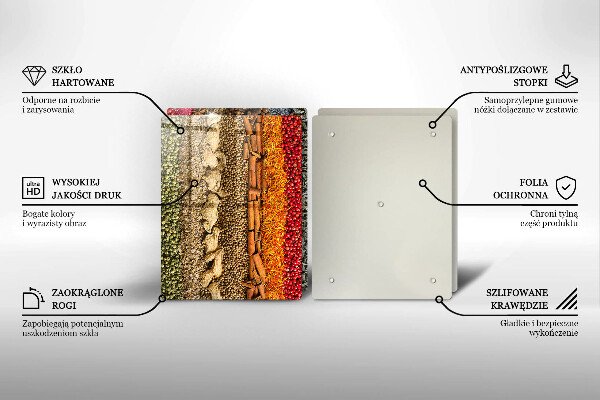 Üveg vágódeszka Színes fűszerek