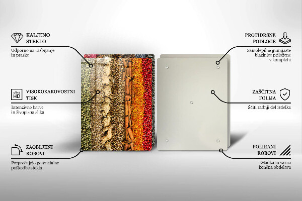 Üveg vágódeszka Színes fűszerek