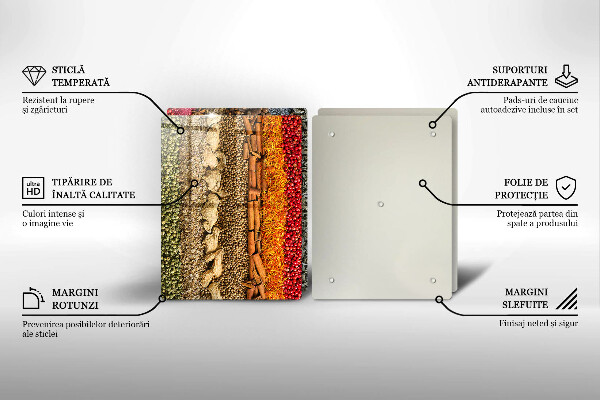 Üveg vágódeszka Színes fűszerek