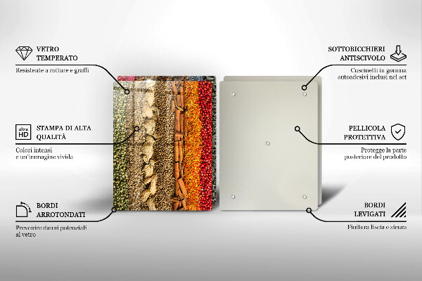 Üveg vágódeszka Színes fűszerek