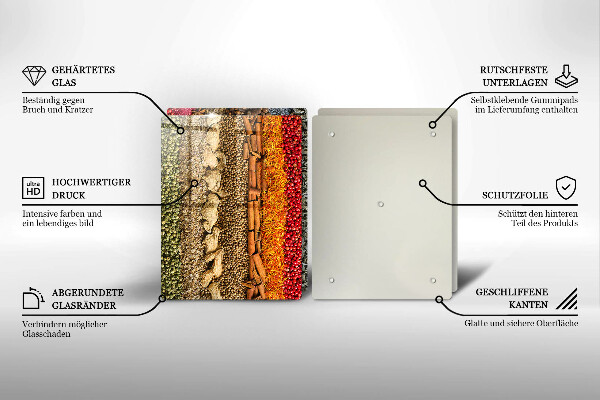 Üveg vágódeszka Színes fűszerek