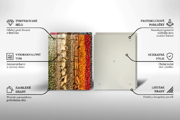 Üveg vágódeszka Színes fűszerek