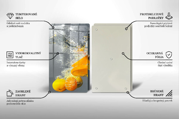 Üveg vágódeszka Citrom vízben