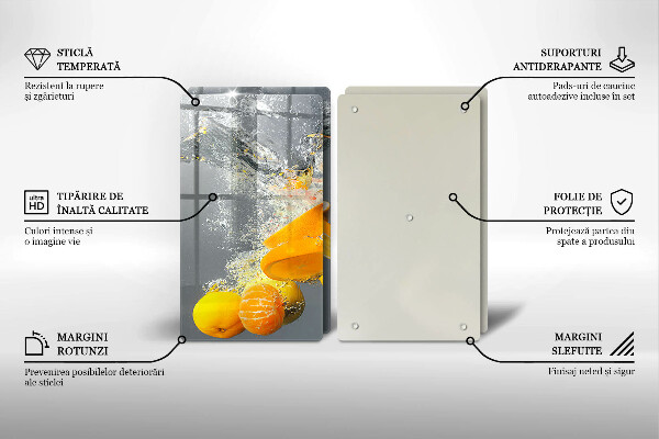 Üveg vágódeszka Citrom vízben