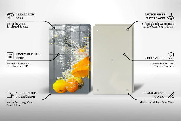 Üveg vágódeszka Citrom vízben