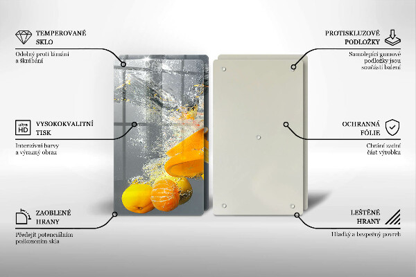 Üveg vágódeszka Citrom vízben