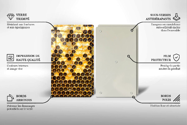 Üveg vágódeszka Méhsejt