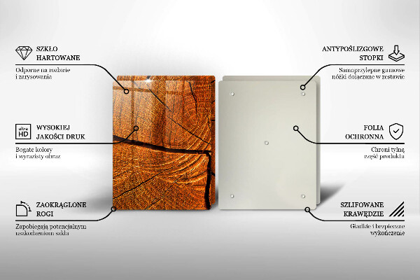 Üveg vágódeszka Fa törzsszerkezet