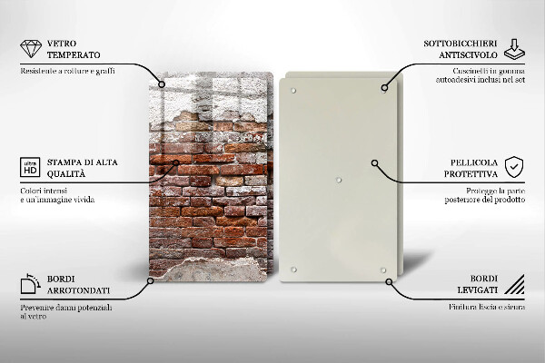 Üveg vágódeszka Régi tégla és beton fal