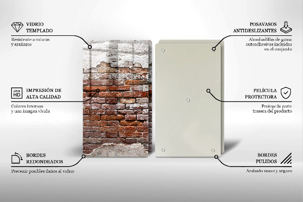 Üveg vágódeszka Régi tégla és beton fal