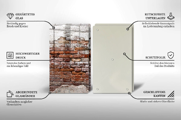 Üveg vágódeszka Régi tégla és beton fal