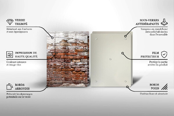 Üveg vágódeszka Régi tégla és beton fal