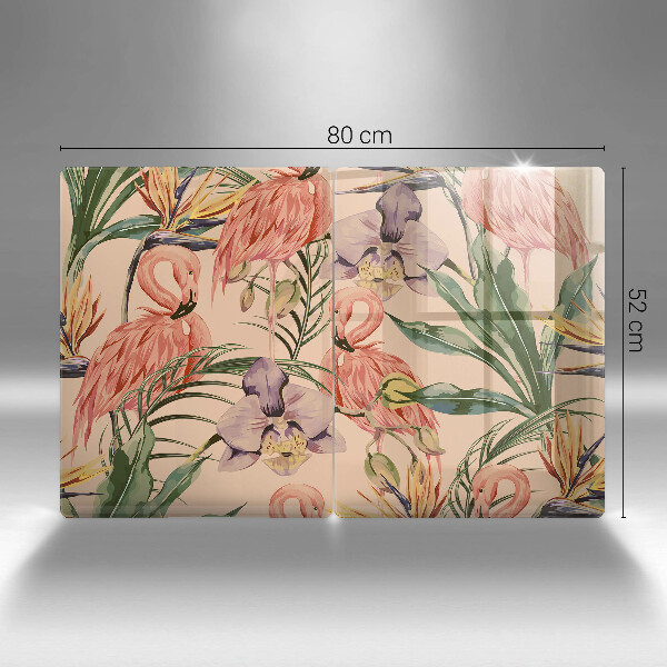 Üveg vágódeszka Flamingók illusztráció