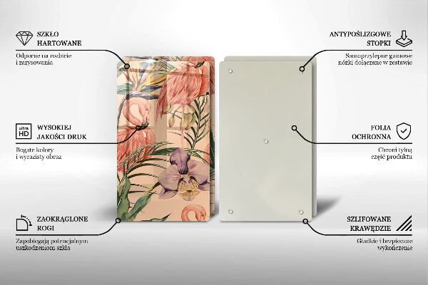 Üveg vágódeszka Flamingók illusztráció