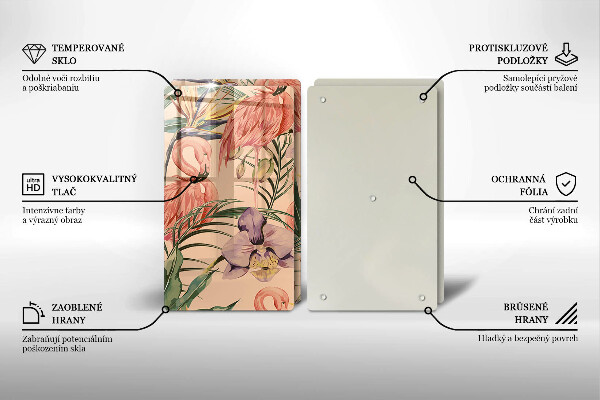 Üveg vágódeszka Flamingók illusztráció